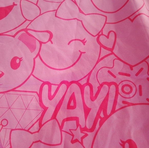 Girl's Justice Pink Emoji Twin Flat Bed Sheet LOL Unicorn Puppy Dog Smile Faces - Picture 1 of 10